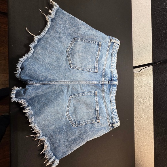 Wild Fable Womens Plus Size 18 High Rise Distressed Denim Shorts Blue Button Fly - Picture 10 of 10